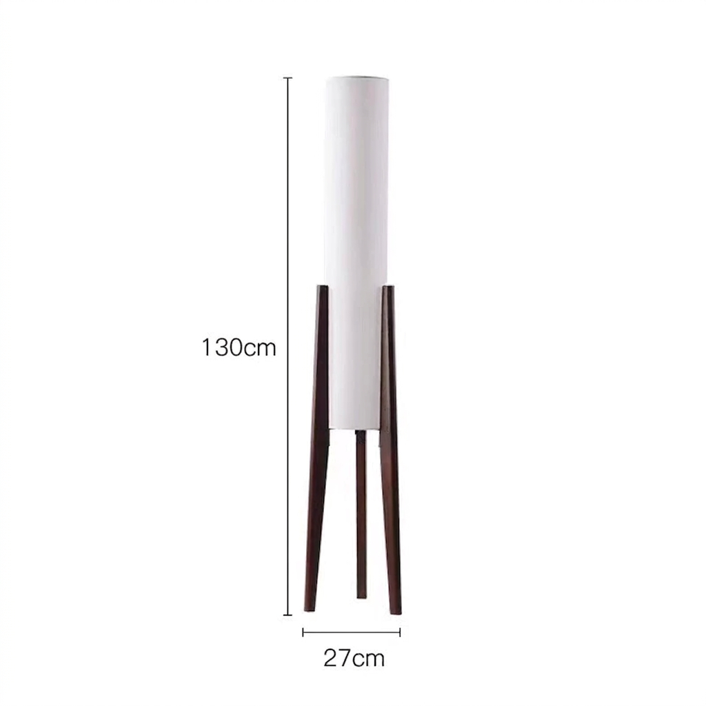 Skandinavische Stehlampe 130 cm — Walnussholz, Touch-Dimmer, 3 Lichtfarben