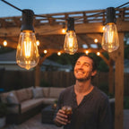 Weatherproof LED string lights with Edison bulbs
