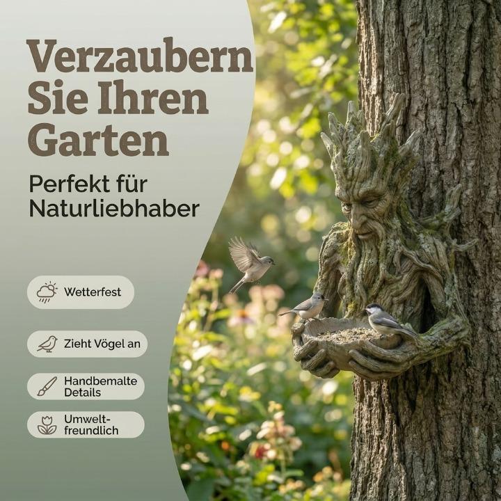 Tree Face Bird Feeder with Bowl – Weatherproof