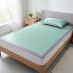 Cooling mattress protector set with pillowcase, ice silk fiber, washable