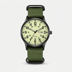 Herrenuhr im Military-Stil mit NATO-Armband, 4,2 cm, 24-Stunden-Anzeige
