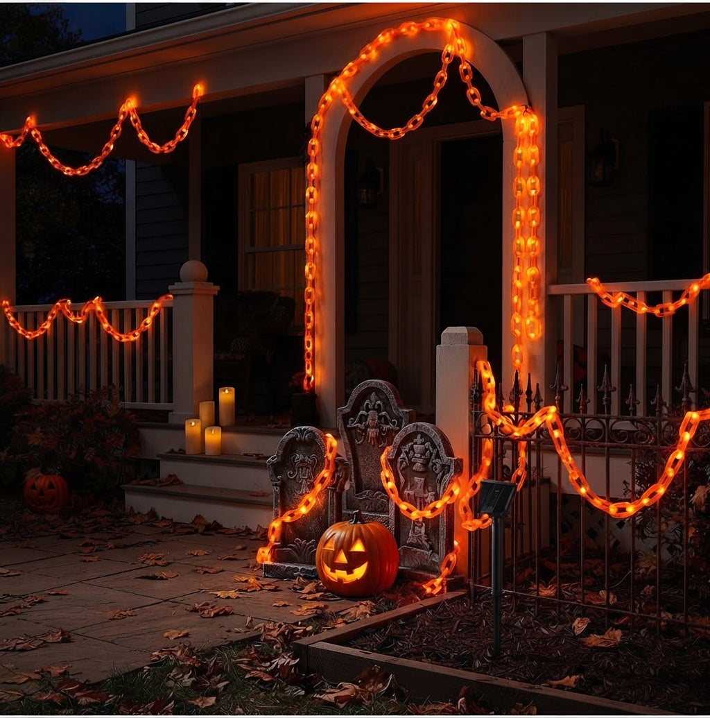Halloween Lichterkette Kürbis Orange – Wetterfest