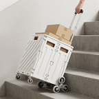 Foldable transport trolley with stair wheels