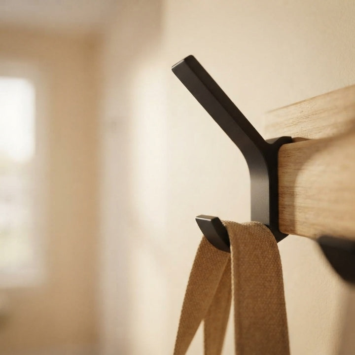 Wall coat rack with 5 double hooks – Wood & aluminum
