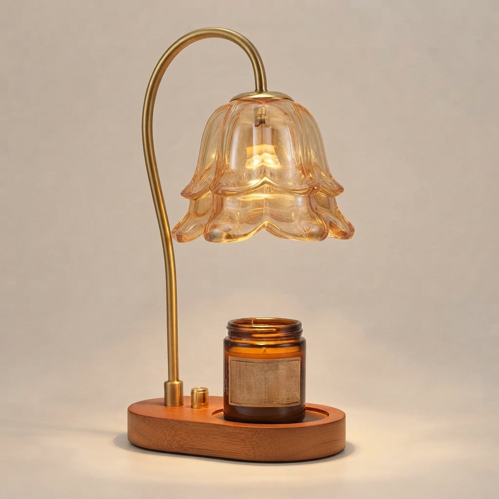 Kerzenwärmer-Lampe Maiglöckchen mit Glasschirm