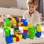 Magnetic ball track for building with gravity effect