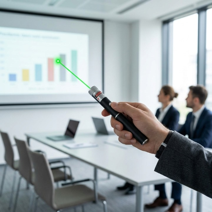 Laser pointer with adjustable power – Red, Green, or Purple