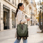 Anti-theft women's backpack, vegan leather, hidden zipper compartment