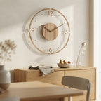 Round Wooden Wall Clock with Silent Movement
