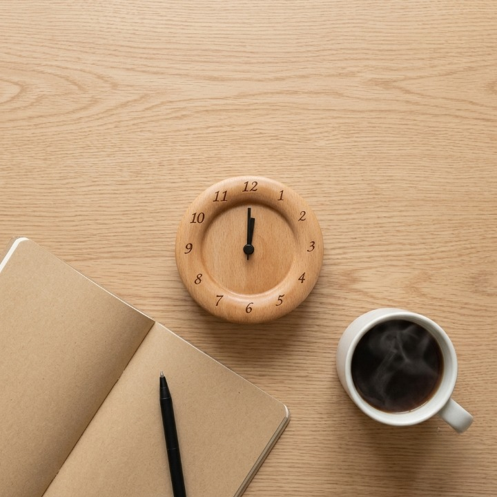Beech Wood Alarm Clock — Silent Movement, Gentle Alarm, Minimalist Design