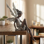 Garden Figurine Sitting Fairy Made of Resin