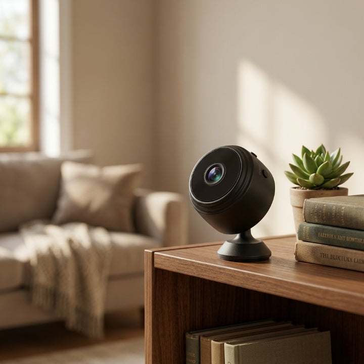 WiFi Mini Überwachungskamera 1080P mit Magnethalterung & Bewegungsalarm, Ø 4,3 × 2,5 cm