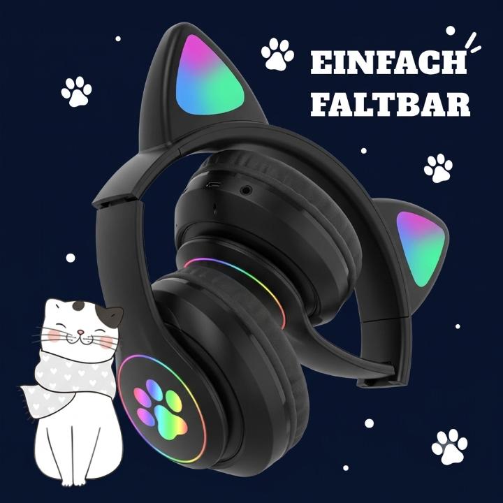 Gaming headset cat ear design with LED lighting