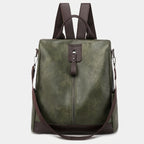 Anti-theft women's backpack, vegan leather, hidden zipper compartment