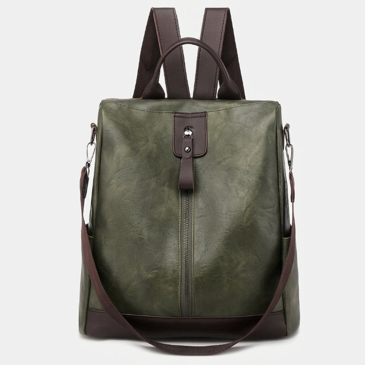 Anti-theft women's backpack, vegan leather, hidden zipper compartment