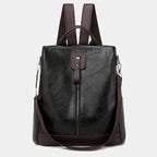 Anti-theft women's backpack, vegan leather, hidden zipper compartment