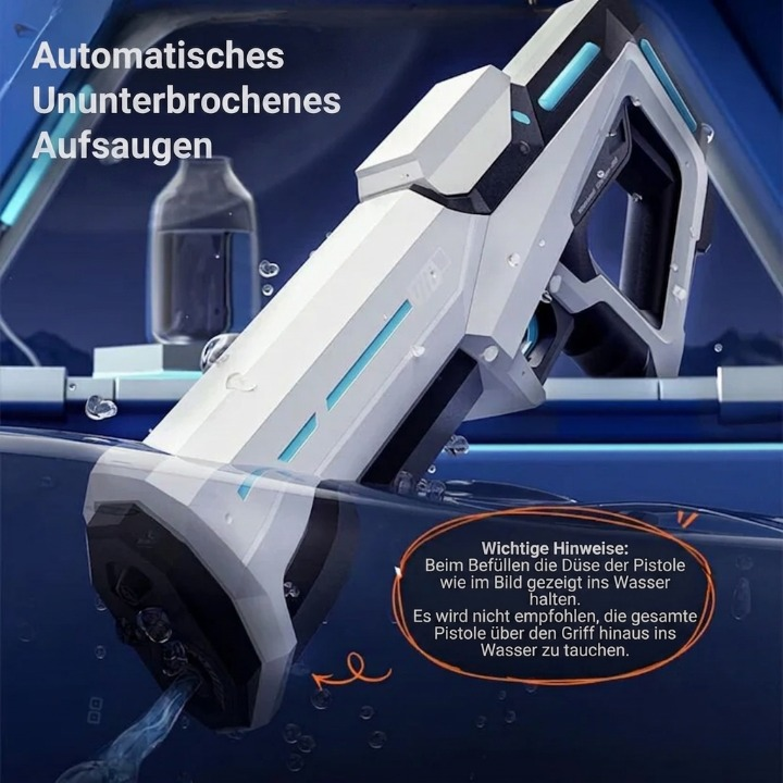 Electric Water Gun 1L Tank — Fully Automatic, 10m Range, Lithium Battery
