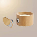 Rechargeable LED wall light with swiveling head & 3 color temperatures, oak/white/black