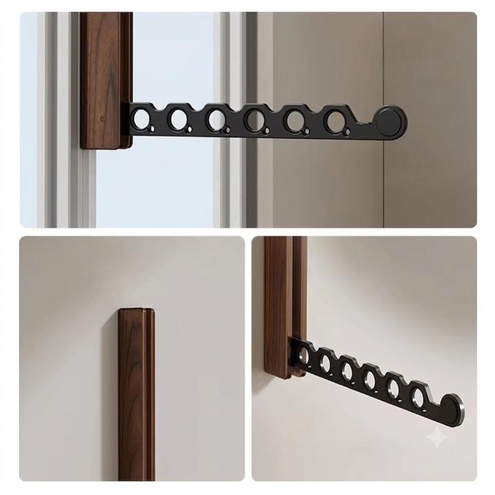 Foldable wall-mounted wooden coat rack with a space-saving design