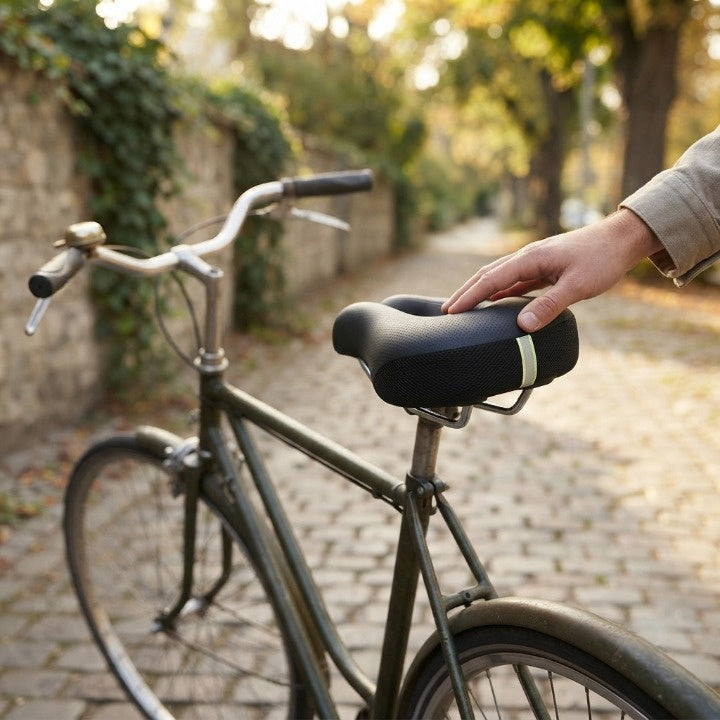 Ergonomischer Fahrradsattel noselos – breite Sitzfläche mit Federdämpfung
