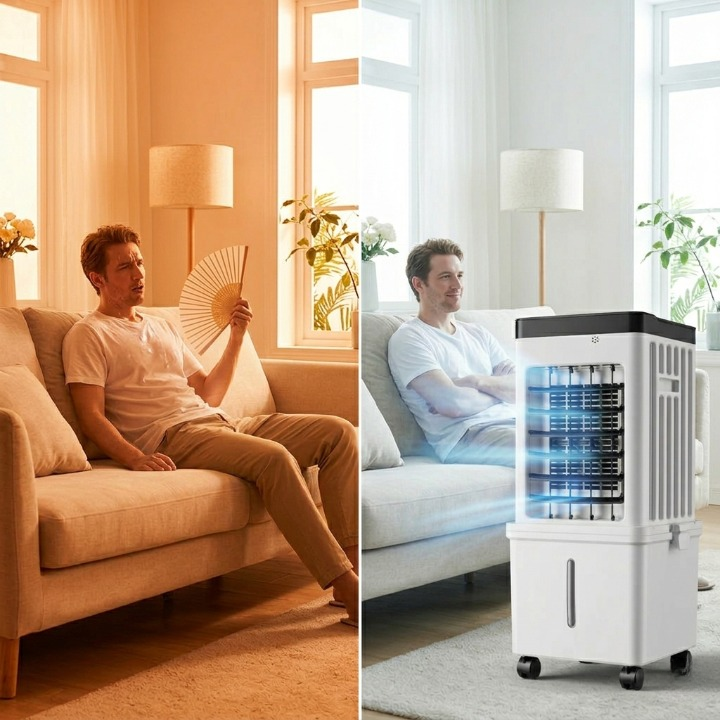 3-in-1 Air Cooler with 15L Water Tank — Cooling, Humidifying, Purifying
