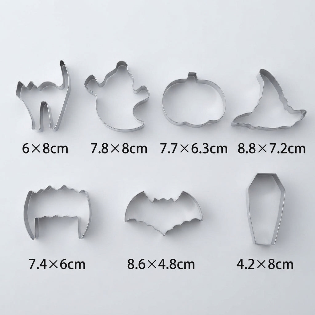 7-piece Halloween cookie cutter set made of stainless steel