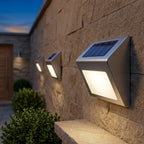 Solar outdoor wall lights, 6-piece set, stainless steel, IP44, dusk sensor