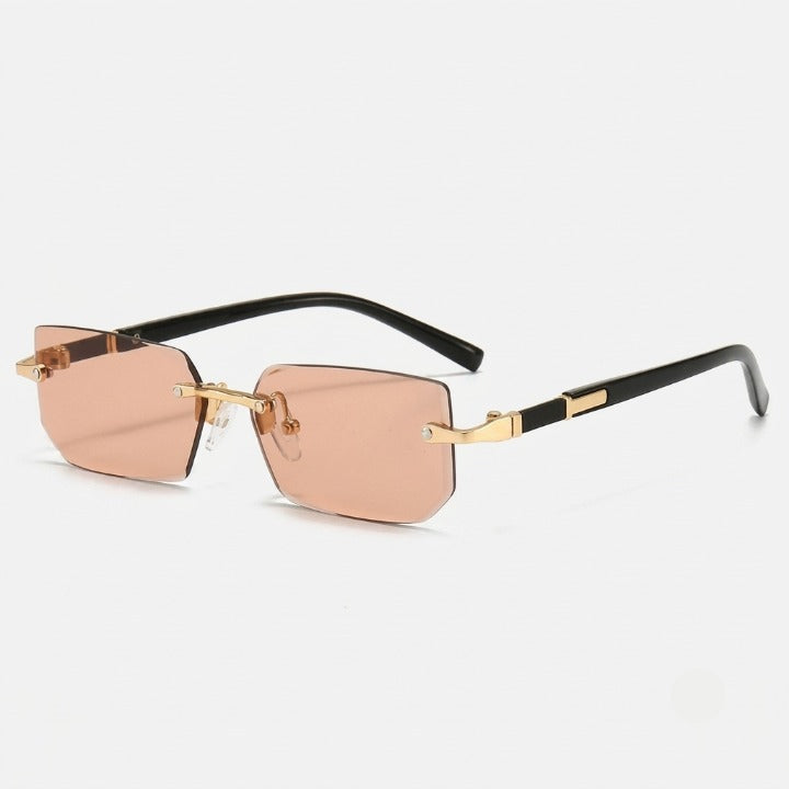 Rimless rectangular sunglasses with UV400 protection