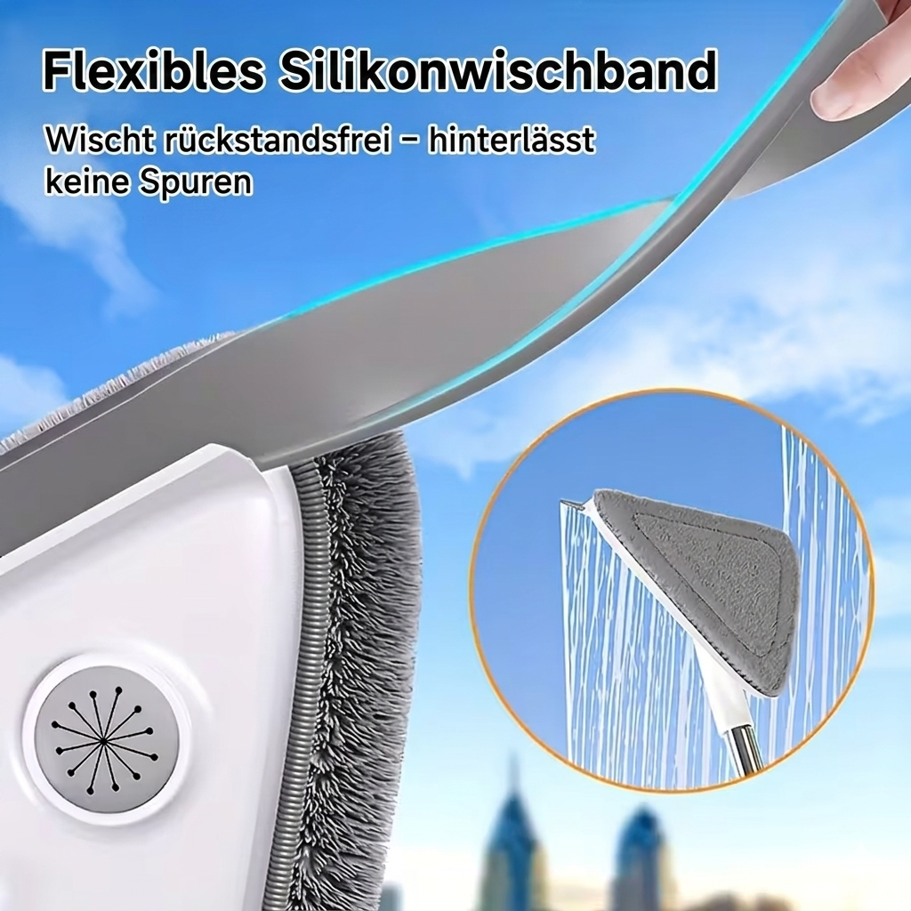 Triangular Window Cleaner with Telescopic Handle – 360° Swivel Head, 110–160 cm