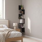 Corner wall shelf with 5 tiers, zigzag design, 125 cm high, wood look