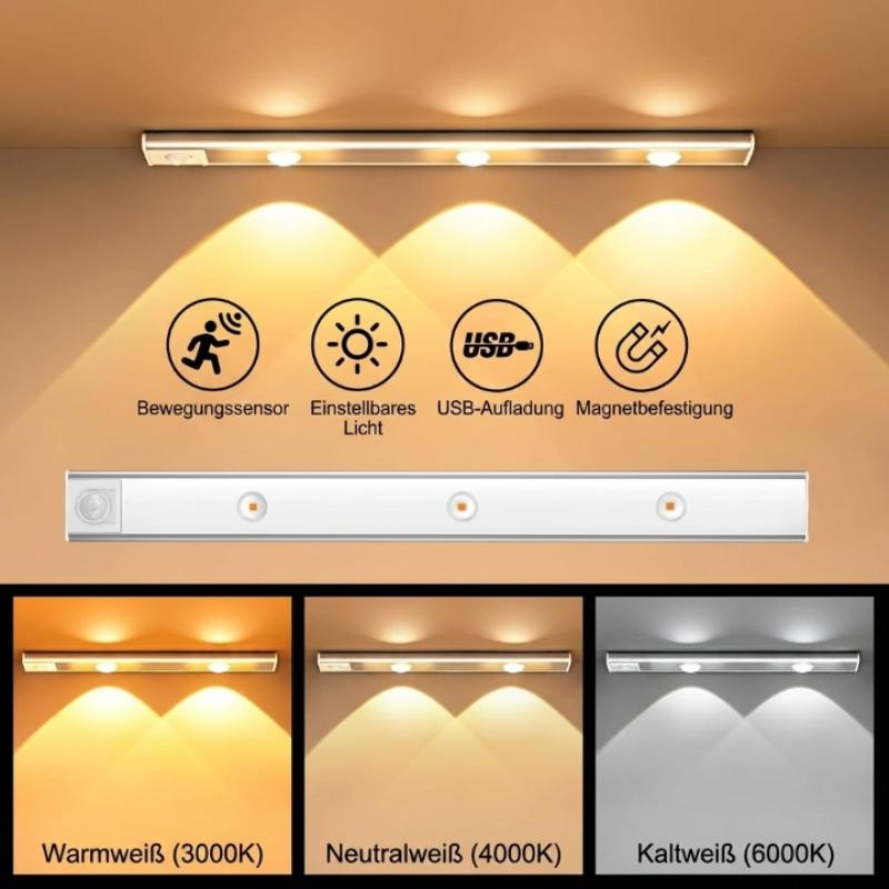LED-Schrankleuchte Kabellos – Bewegungsmelder, 3 Lichtfarben, magnetisch, 20 & 40 cm