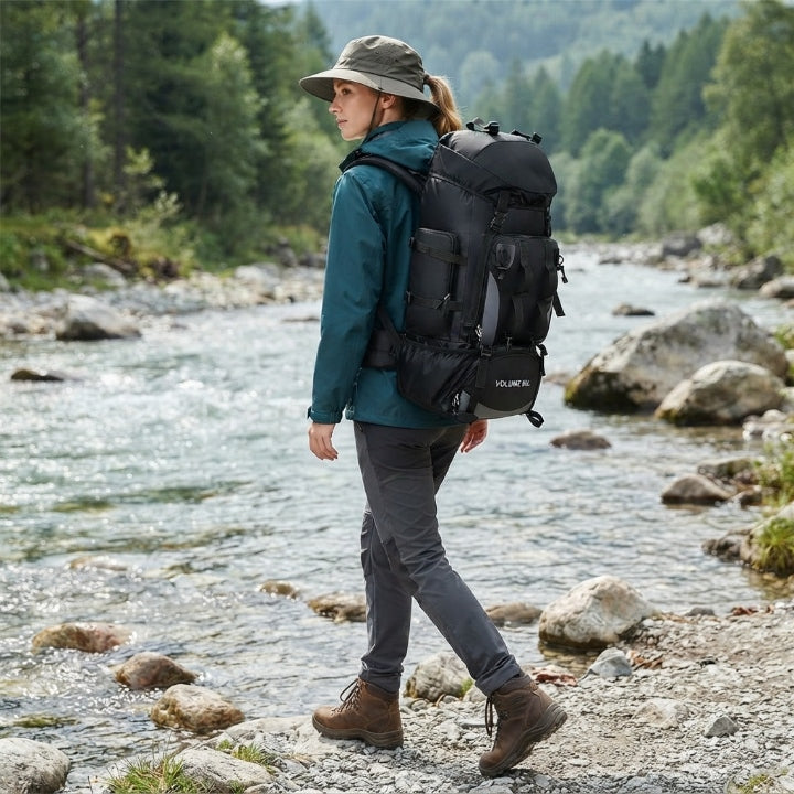 Trekkingrucksack 90L Wasserabweisend – Wander- und Campingrucksack mit Tragesystem