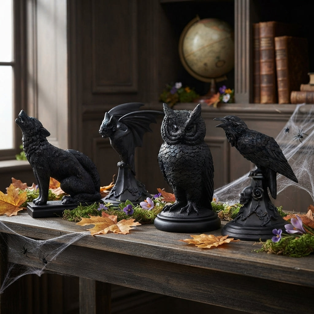 Kerzenhalter Gotik-Stil aus Kunstharz mit Tiermotiv