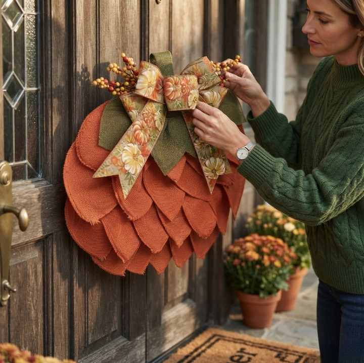 Kürbiskranz Filz Herbstcm