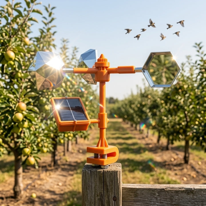 Solar-Vogelabwehr 360° mit Sound & Ultraschall, orange