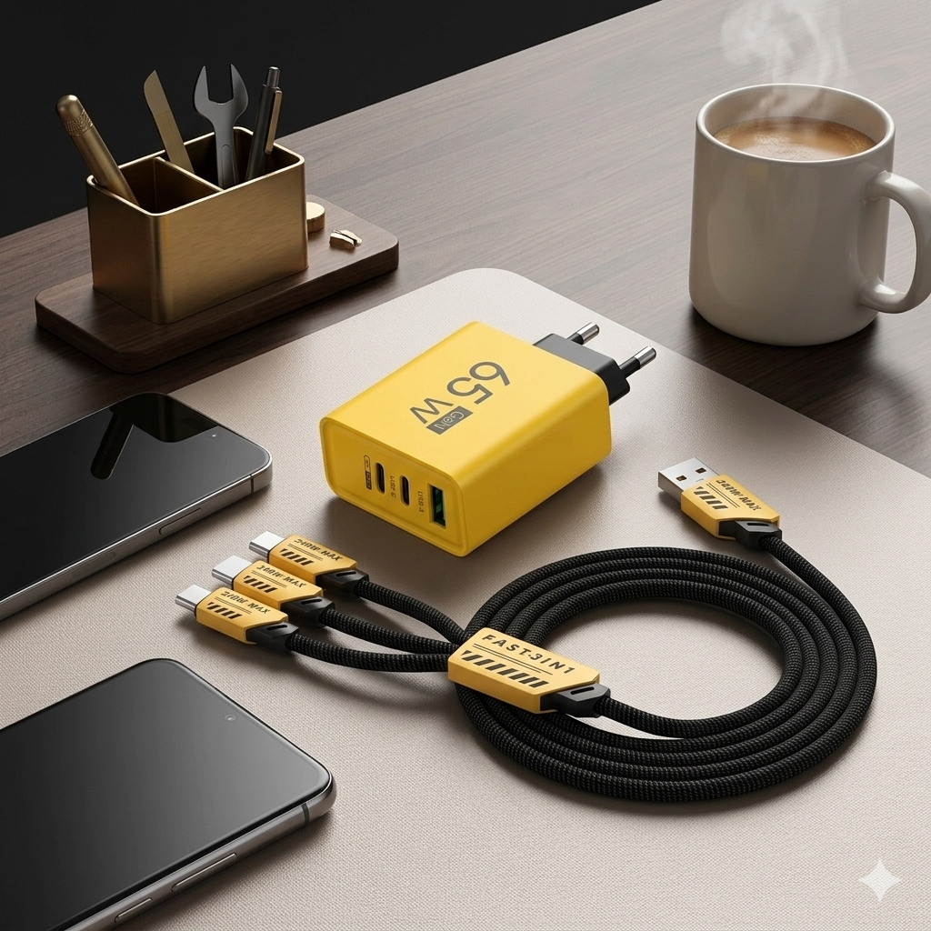USB fast charger 4 ports – 65W and 120W with USB-C and USB-A