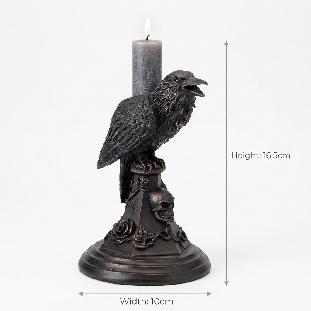 Gothic-style resin candle holder with animal motif