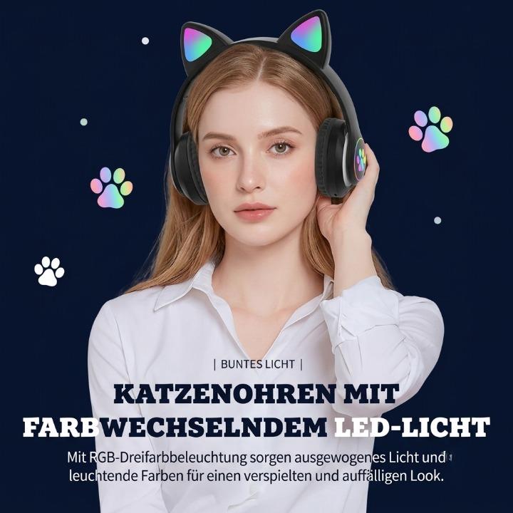 Gaming headset cat ear design with LED lighting