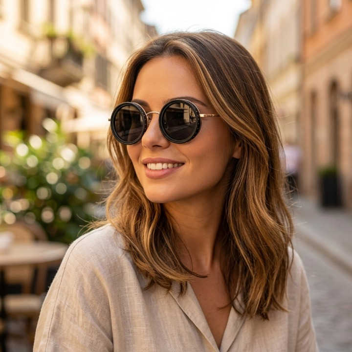Retro sunglasses with UV400 protection – round lenses