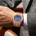 Elegant men's wristwatch — textured dial & stainless steel bracelet