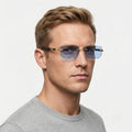 Rimless rectangular sunglasses with UV400 protection