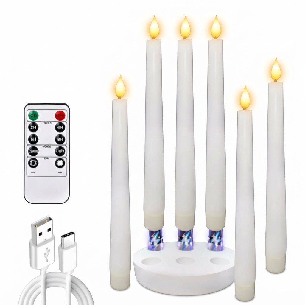 LED-Stabkerzen Flammenlos mit Fernbedienung – Warmes Kerzenlicht