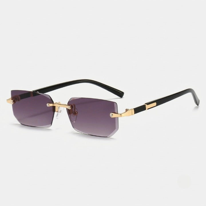 Rimless rectangular sunglasses with UV400 protection