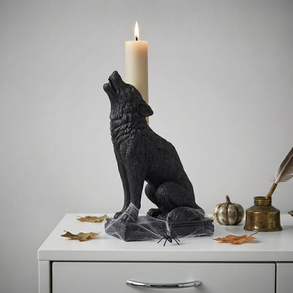 Kerzenhalter Gotik-Stil aus Kunstharz mit Tiermotiv