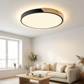 Round LED Ceiling Light – Scandinavian, Ø 23–30 cm, Wood & Solid Color