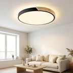 Round LED Ceiling Light – Scandinavian, Ø 23–30 cm, Wood & Solid Color