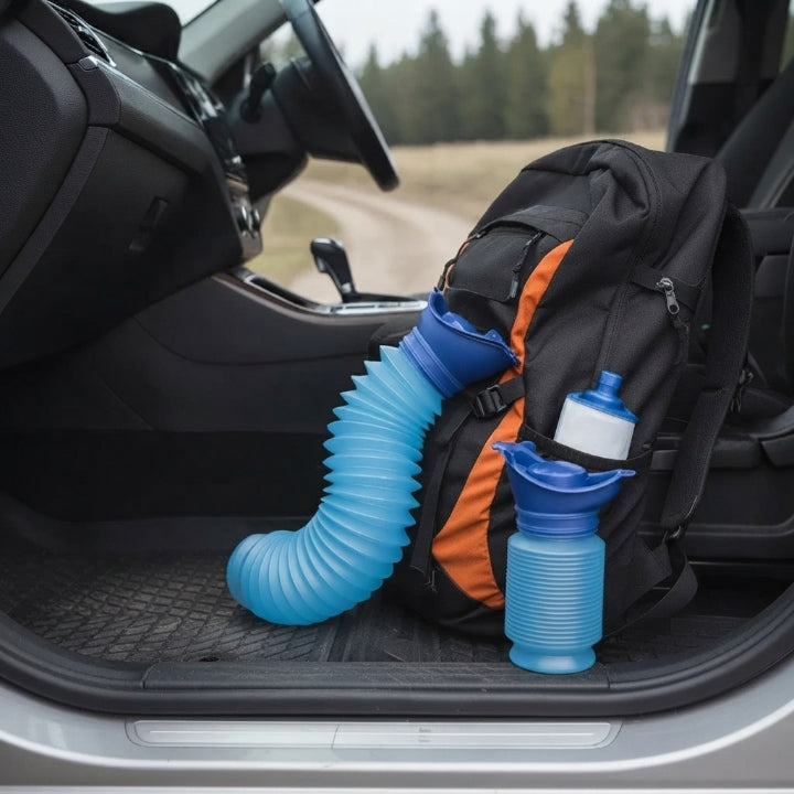 Mobiles Urinal für Männer, dehnbar auf 33 cm, auslaufsicherer Schraubverschluss — für Auto, Camping & Wandern
