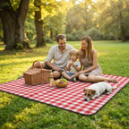 Picknickdecke wasserdicht mit Leder-Tragegurt