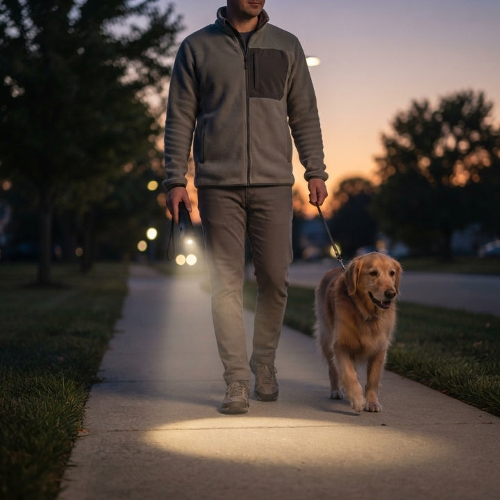 Ultrasonic dog trainer with LED light, 15 m range