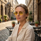 Rimless rectangular sunglasses with UV400 protection